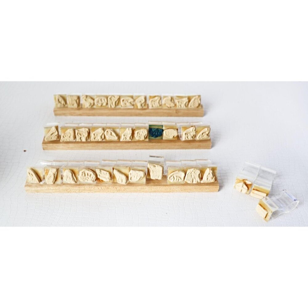 Vintage Rubber Animal Stamps Set With Plastic Handles Math Symbols